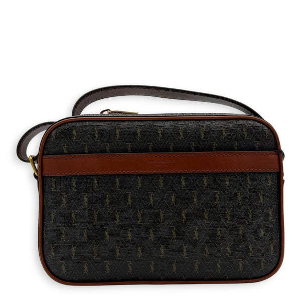Le Monogram Shoulder Bag Brown in Coated Canvas, Gold hardware