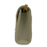 Envelope Shoulder Bag White in Grained Leather, Gold hardware