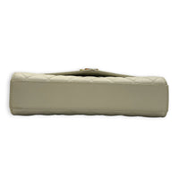 Envelope Shoulder Bag White in Grained Leather, Gold hardware