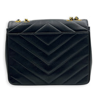 CC Vintage Chevron Envelope Flap Shoulder Bag Black in Lambskin, Gold hardware