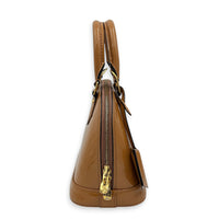 Alma Top Handle Bag BB Brown in Vernis Leather, Gold hardware