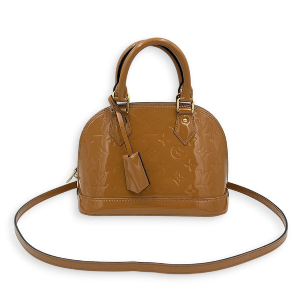Alma Top Handle Bag BB Brown in Vernis Leather, Gold hardware