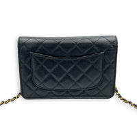 CC Wallet On Chain Black in Caviar Leather, Gold hardware