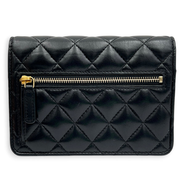 CC Charms Wallet On Chain in Lambskin, Gold hardware