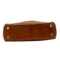 Rodeo Small Brown Shoulder Bag in Calfskin, Silver hardware