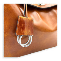 Rodeo Small Brown Shoulder Bag in Calfskin, Silver hardware