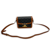 Triomphe Teen Brown Crossbody Bag in Coated Canvas, Gold hardware