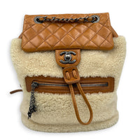 Paris-Salzburg CC Backpack Brown in Shearling, Ruthenium hardware
