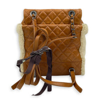 Paris-Salzburg CC Backpack Brown in Shearling, Ruthenium hardware