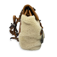 Paris-Salzburg CC Backpack Brown in Shearling, Ruthenium hardware