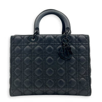 Lady Dior Top Handle Bag Black in Lambskin, Black hardware