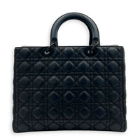 Lady Dior Top Handle Bag Black in Lambskin, Black hardware