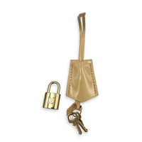 Alma Top Handle Bag BB Beige in Patent Leather, Silver hardware