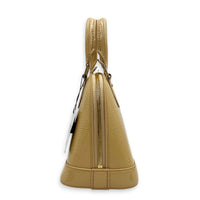 Alma Top Handle Bag BB Beige in Patent Leather, Silver hardware