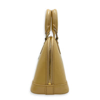 Alma Top Handle Bag BB Beige in Patent Leather, Silver hardware