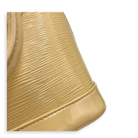 Alma Top Handle Bag BB Beige in Patent Leather, Silver hardware