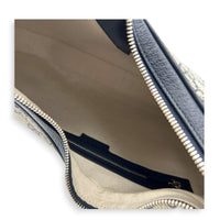 Attache Shoulder Bag Medium Grey in Coated Canvas, Silver hardware
