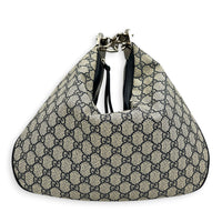 Attache Shoulder Bag Medium Grey in Coated Canvas, Silver hardware