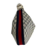 Attache Shoulder Bag Medium Grey in Coated Canvas, Silver hardware
