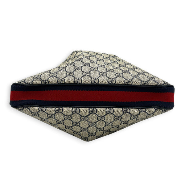 Attache Shoulder Bag Medium Grey in Coated Canvas, Silver hardware