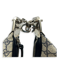 Attache Shoulder Bag Medium Grey in Coated Canvas, Silver hardware