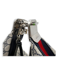 Attache Shoulder Bag Medium Grey in Coated Canvas, Silver hardware
