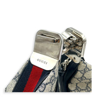 Attache Shoulder Bag Medium Grey in Coated Canvas, Silver hardware