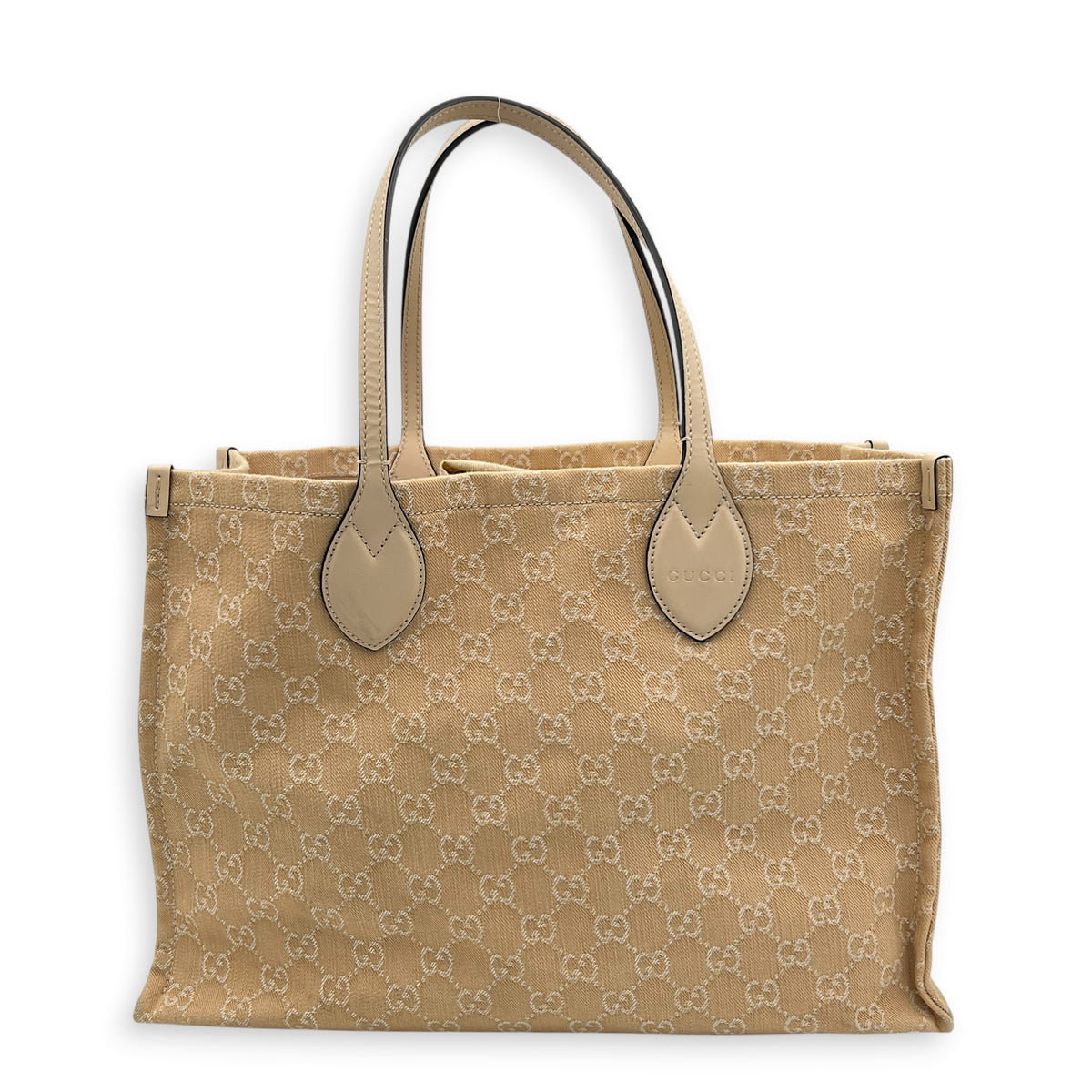 Ophidia Brown Tote Bag in Denim, Gold hardware