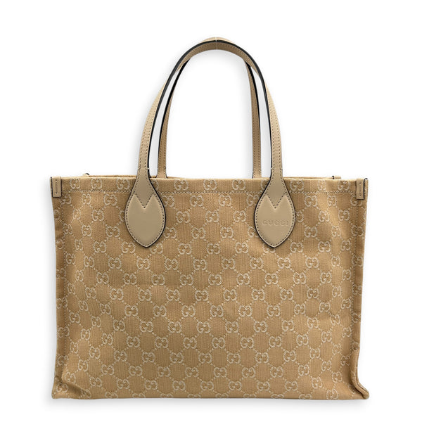 Ophidia Brown Tote Bag in Denim, Gold hardware