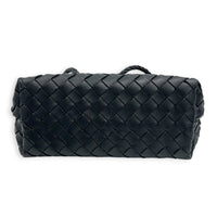 Andiamo Small Black Shoulder Bag in Lambskin, Silver hardware