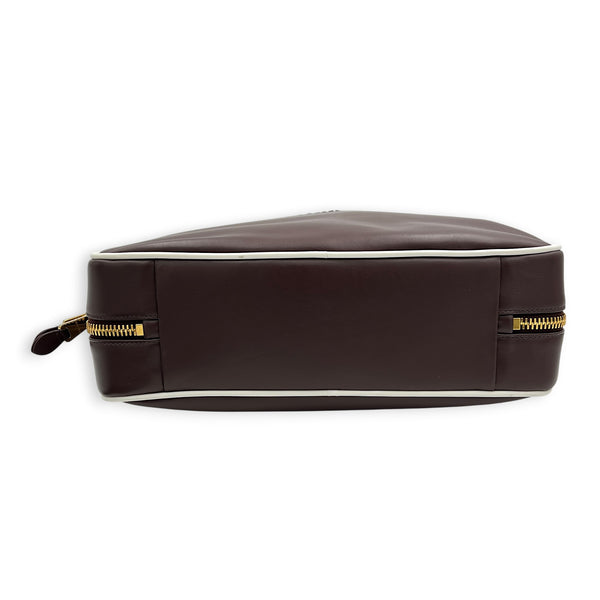Beau Brown Top Handle Bag in Lambskin, Gold hardware
