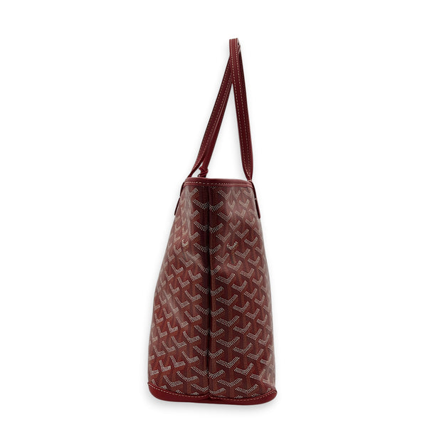 Artois Tote Bag Red in Coated Canvas, Silver hardware