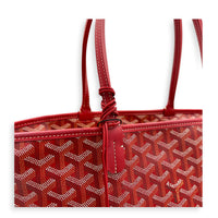 Artois Tote Bag Red in Coated Canvas, Silver hardware