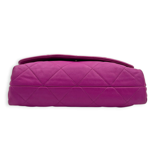 CC Thick Chain Single Flap Shoulder Bag Purple in Lambskin, Gold hardware