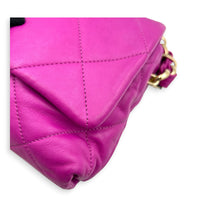 CC Thick Chain Single Flap Shoulder Bag Purple in Lambskin, Gold hardware