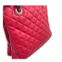 Quilted CC Top Handle Shoulder Bag Red in Lambskin, Ruthenium hardware