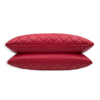 Quilted CC Top Handle Shoulder Bag Red in Lambskin, Ruthenium hardware