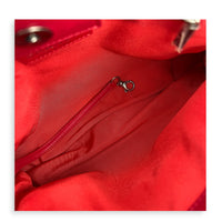 Quilted CC Top Handle Shoulder Bag Red in Lambskin, Ruthenium hardware