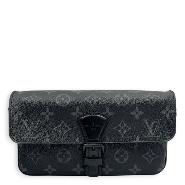 Montsouris Wearable Wallet Shoulder Bag Black in Monogram Coated Canvas, Black hardware