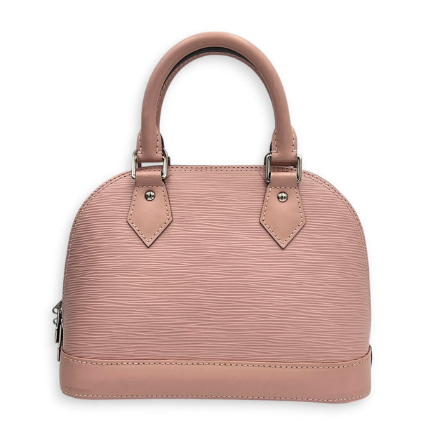 Alma Top Handle Bag Pink in Epi Leather, Silver hardware