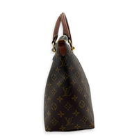 V Tote Top Handle Bag Brown in Monogram Coated Canvas, Gold hardware