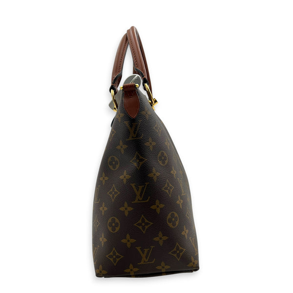 V Tote Top Handle Bag Brown in Monogram Coated Canvas, Gold hardware