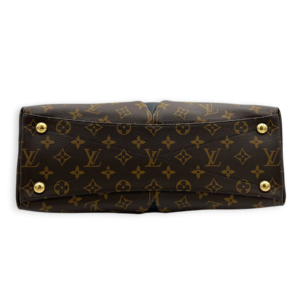 V Tote Top Handle Bag Brown in Monogram Coated Canvas, Gold hardware