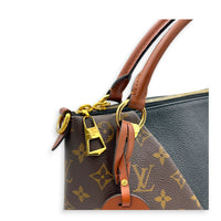 V Tote Top Handle Bag Brown in Monogram Coated Canvas, Gold hardware