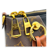 V Tote Top Handle Bag Brown in Monogram Coated Canvas, Gold hardware