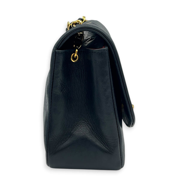 Vintage Diana Crossbody Bag Black in Lambskin, Gold hardware