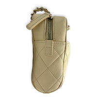 CC Camera Shoulder Bag Beige in Caviar Leather, Gold hardware