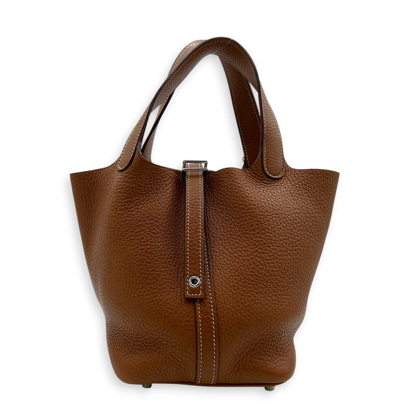 Picotin 18 Gold Top Handle Bag in Clemence, Palladium hardware