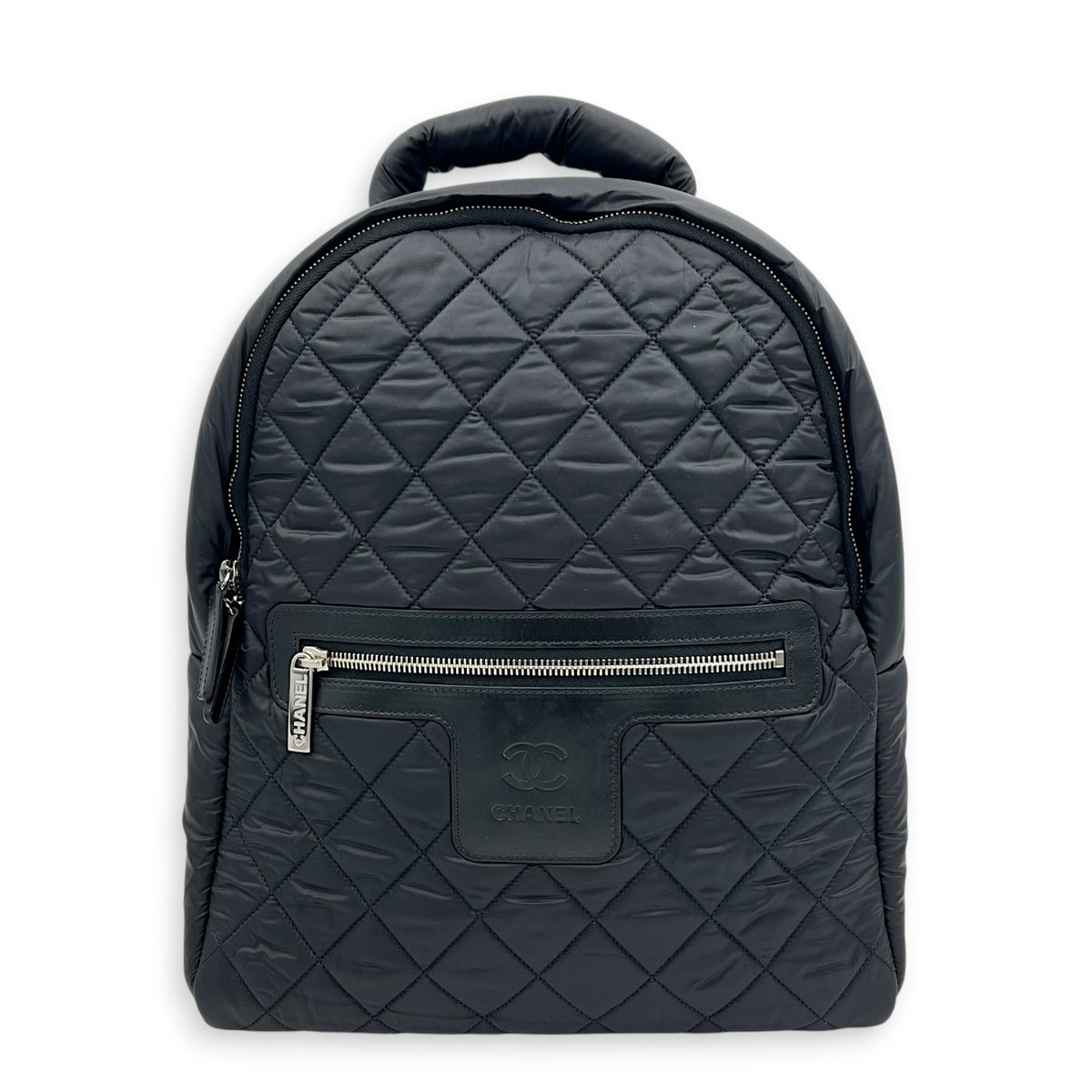 Coco Cocoon Backpack Black in Nylon, Silver hardware