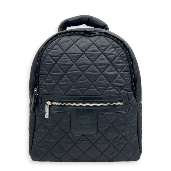 Coco Cocoon Backpack Black in Nylon, Silver hardware